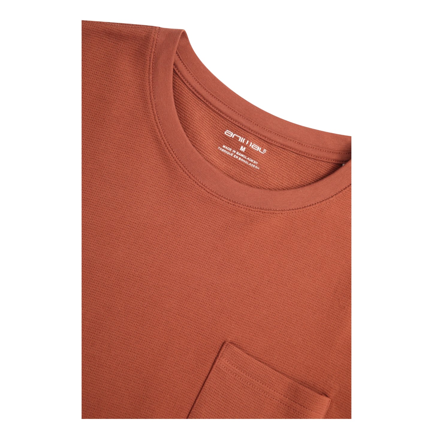 Rust - Side - Animal Mens Textured Chest Pocket T-Shirt
