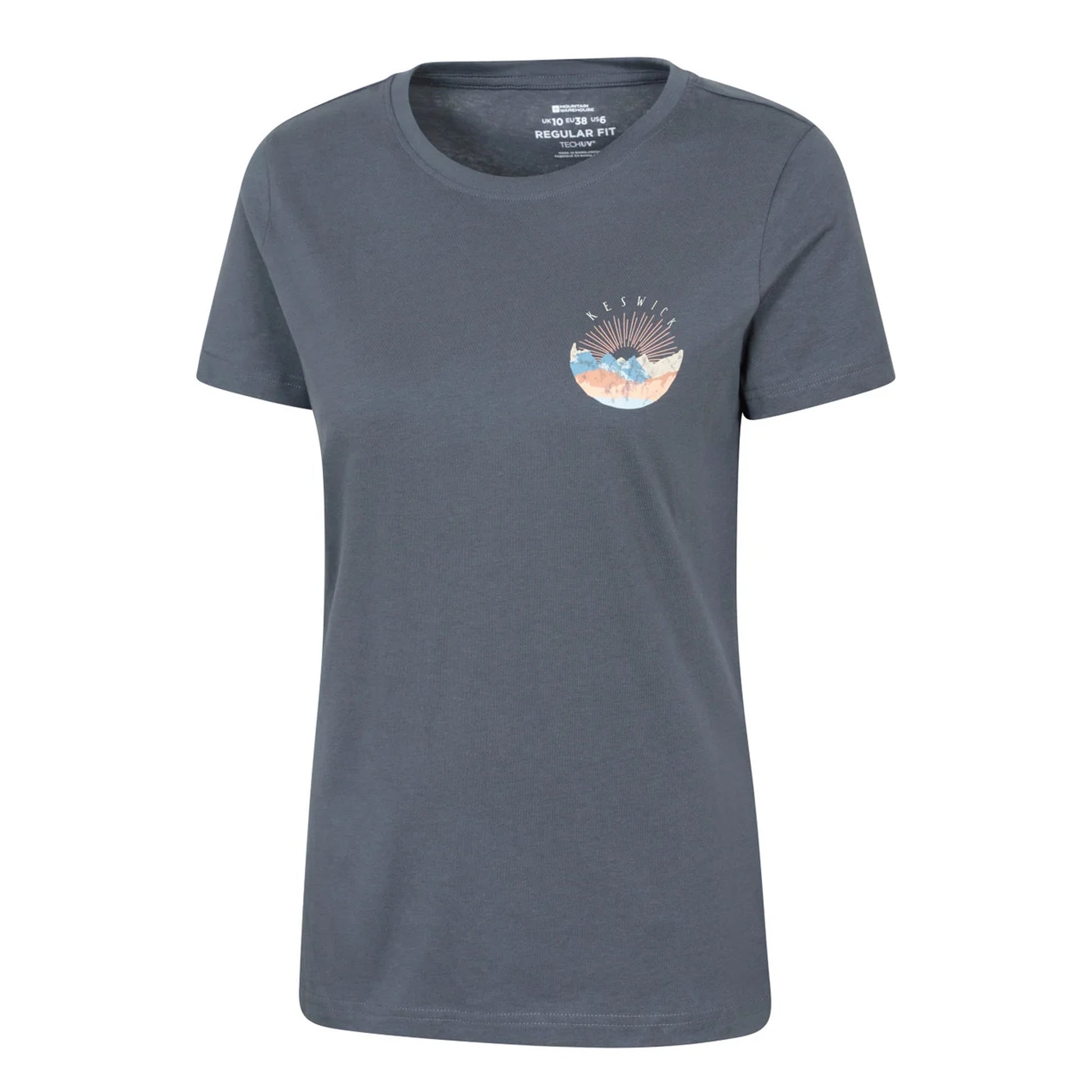 Dark Blue - Side - Mountain Warehouse Womens-Ladies Keswick Chest Print T-Shirt