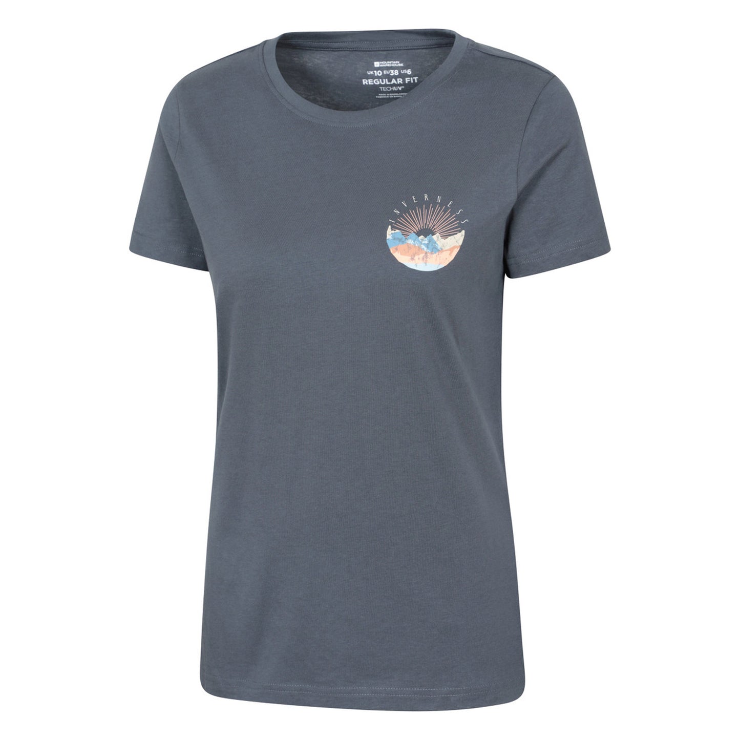 Dark Blue - Front - Mountain Warehouse Womens-Ladies Inverness Chest Print Relaxed Fit T-Shirt