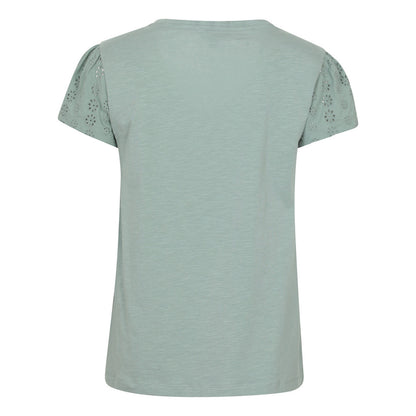 Khaki Green - Back - Mountain Warehouse Womens-Ladies Malaga Broderie Sleeve T-Shirt
