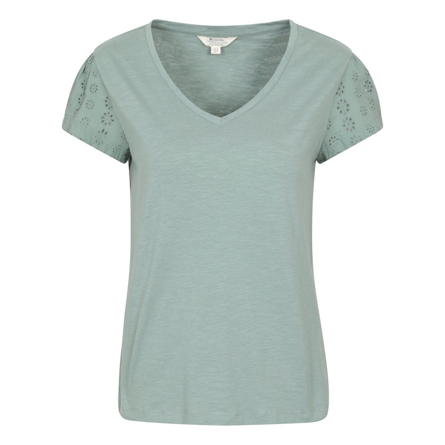 Khaki Green - Side - Mountain Warehouse Womens-Ladies Malaga Broderie Sleeve T-Shirt