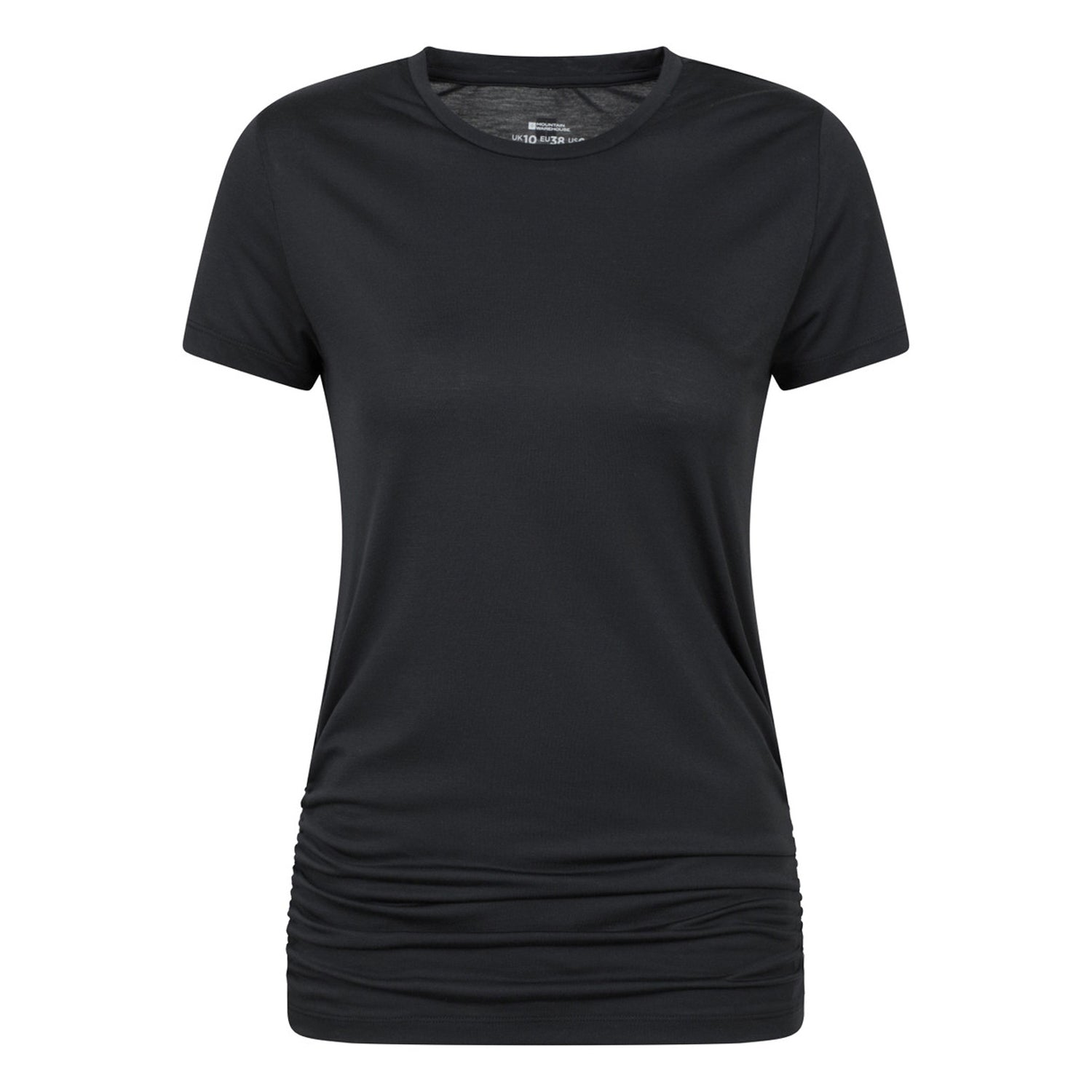 Black - Front - Mountain Warehouse Womens-Ladies Active Ruched Longline T-Shirt