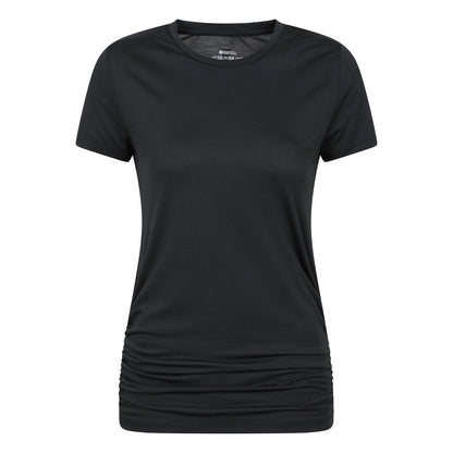 Black - Front - Mountain Warehouse Womens-Ladies Active Ruched Longline T-Shirt