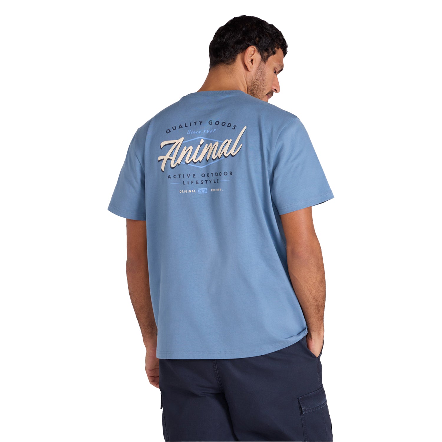 Blue - Back - Animal Mens Chase Logo Relaxed Fit T-Shirt