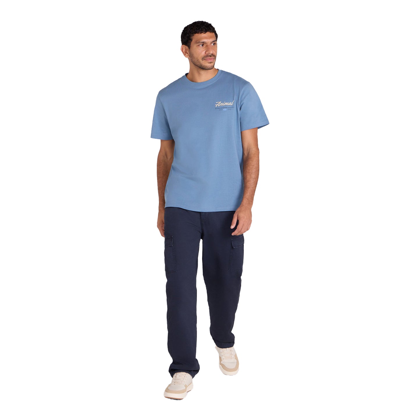 Blue - Side - Animal Mens Chase Logo Relaxed Fit T-Shirt