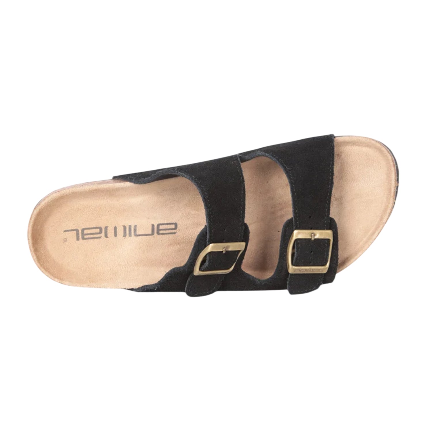 Black - Back - Animal Womens-Ladies Leather Casual Sliders