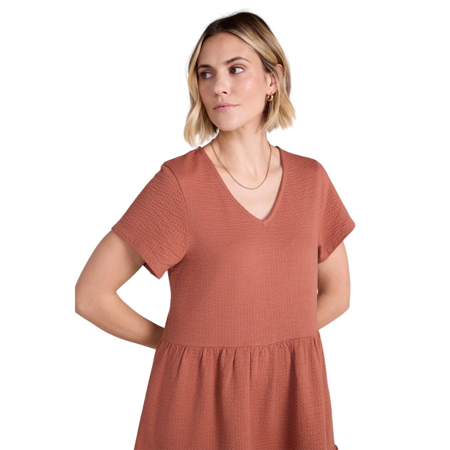 Rust - Side - Animal Womens-Ladies Iris Textured Dress