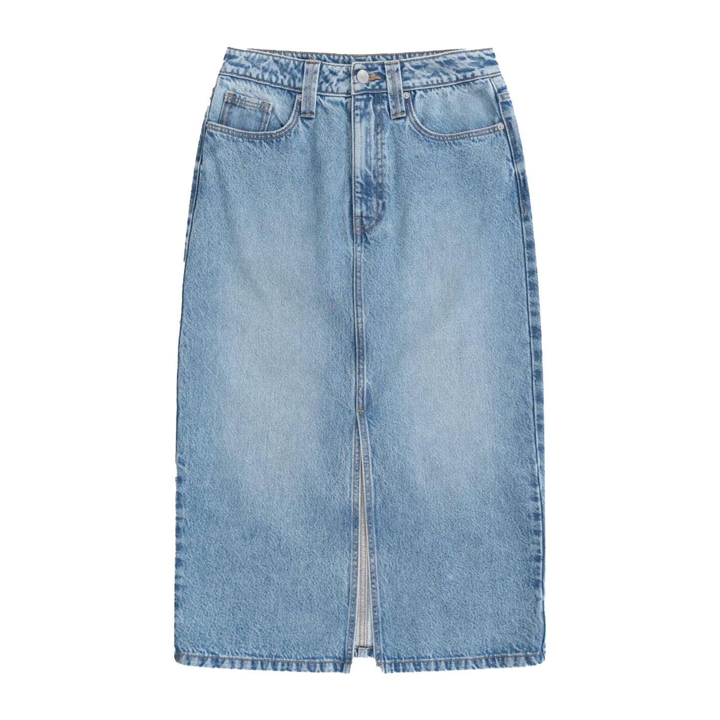Blue - Front - Animal Womens-Ladies Denim Midi Skirt