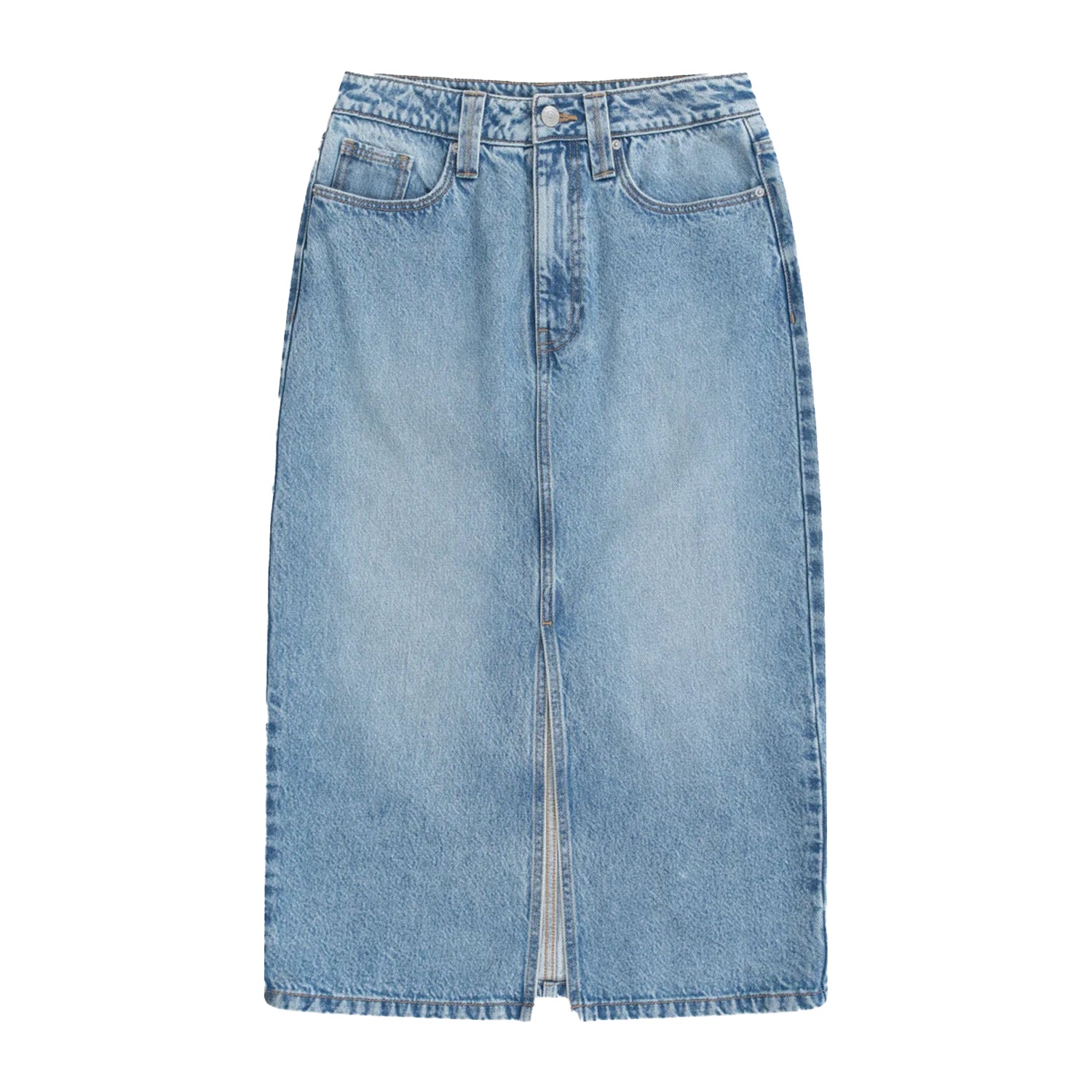Blue - Front - Animal Womens-Ladies Denim Midi Skirt