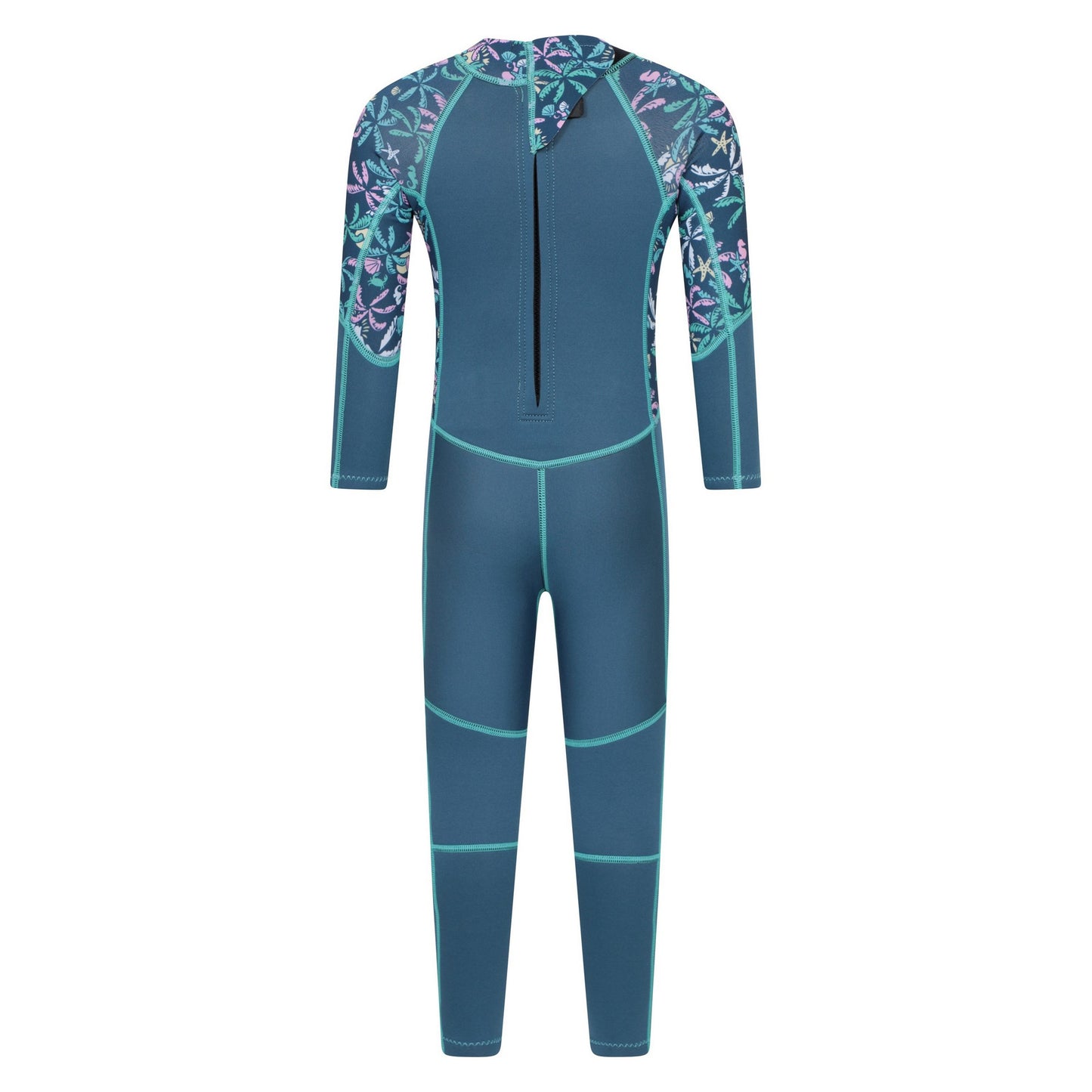 Dark Teal - Back - Mountain Warehouse Childrens-Kids Printed Full Wetsuit