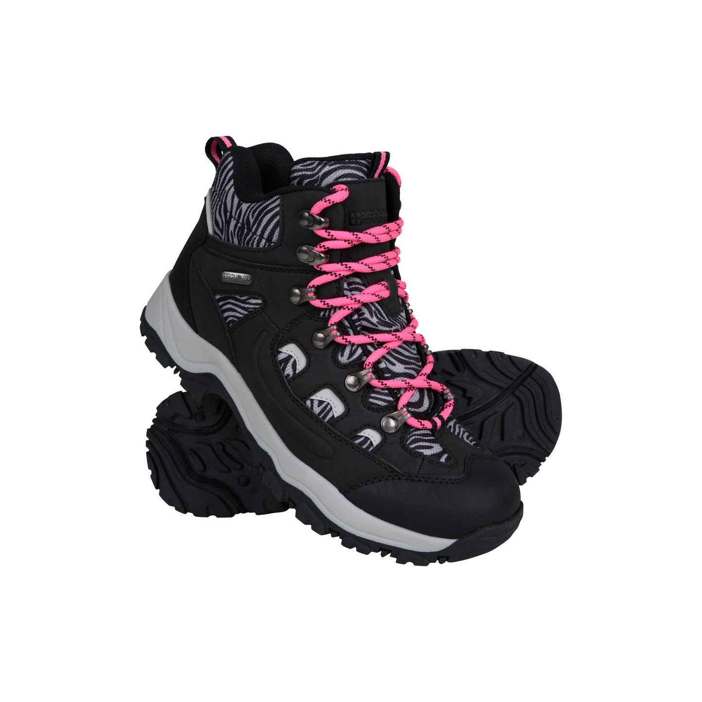 Bright Pink - Pack Shot - Mountain Warehouse Womens-Ladies Adventurer Zebra Print Waterproof Boots