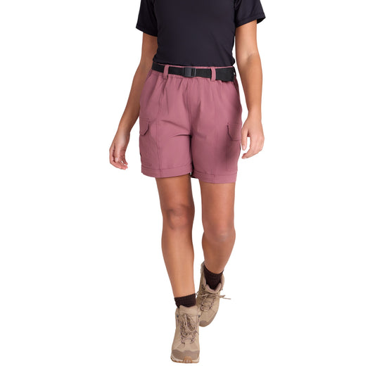 Dark Pink - Front - Mountain Warehouse Womens-Ladies Stellar Ripstop Hiking Cargo Shorts