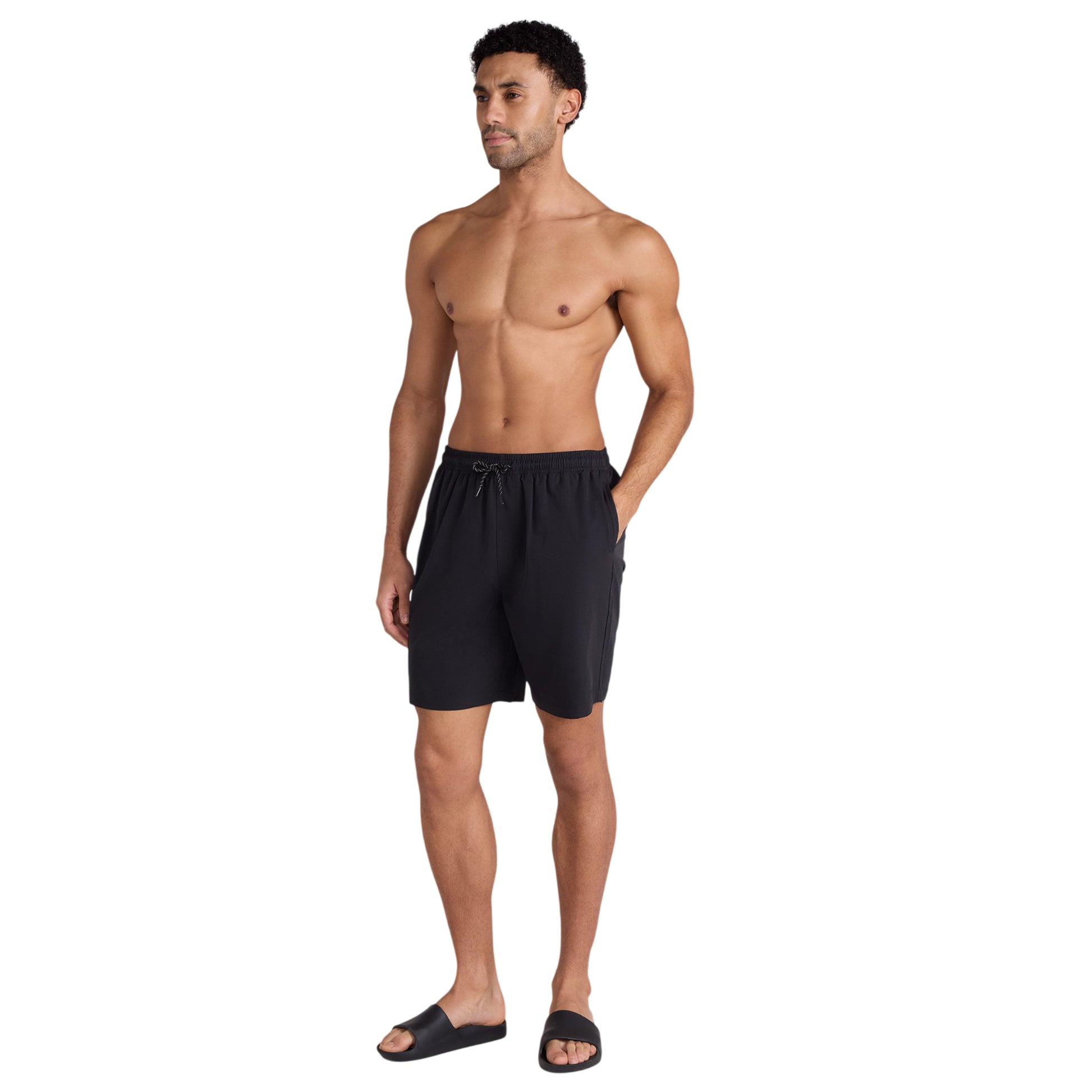 Black - Side - Animal Mens Reeva Hybrid Swim Shorts