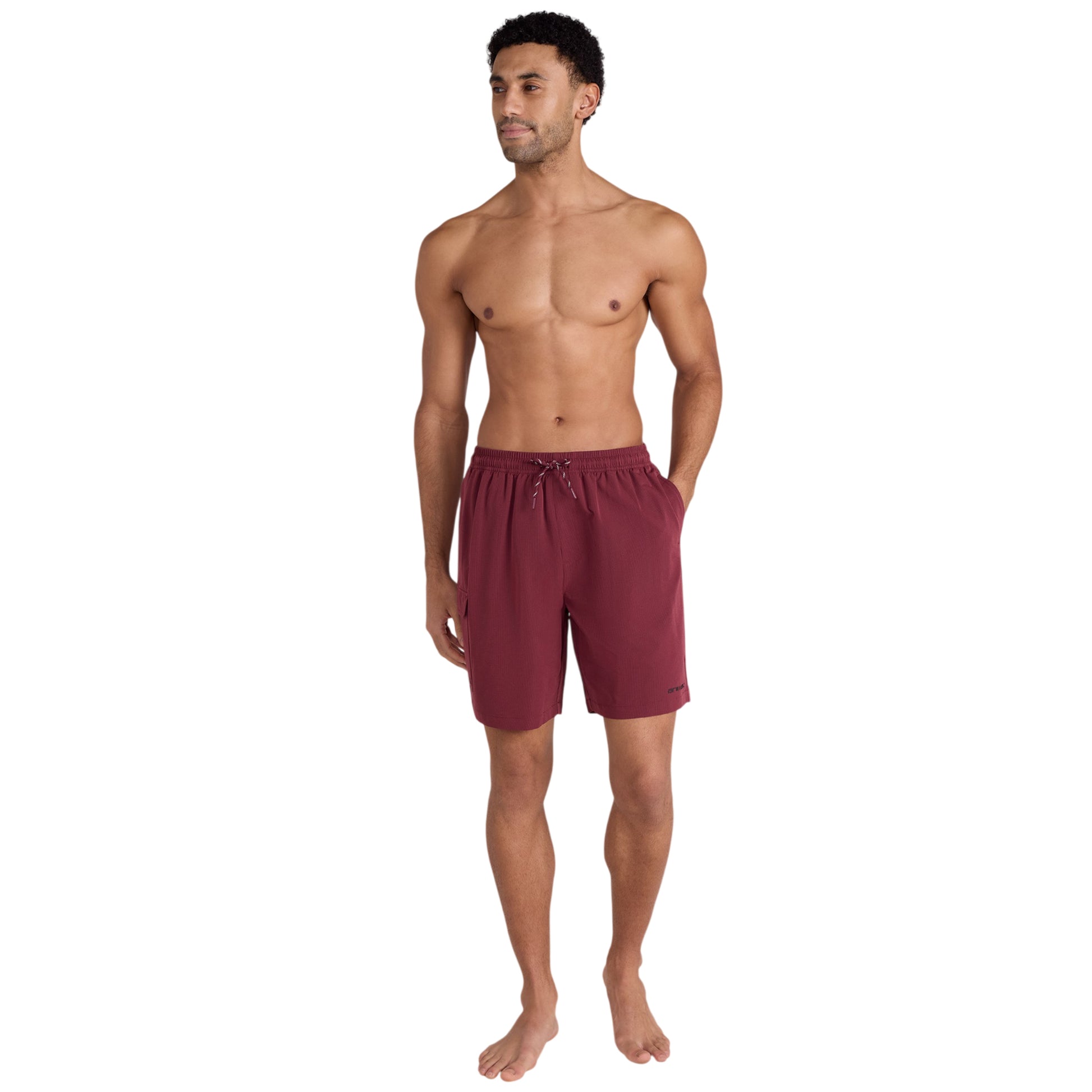 Burgundy - Side - Animal Mens Reeva Hybrid Swim Shorts
