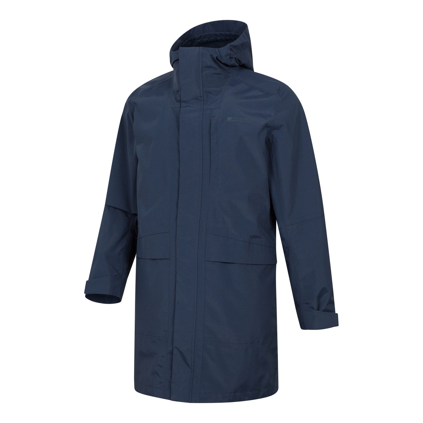 Navy - Side - Mountain Warehouse Mens Scope Long Length Waterproof Jacket