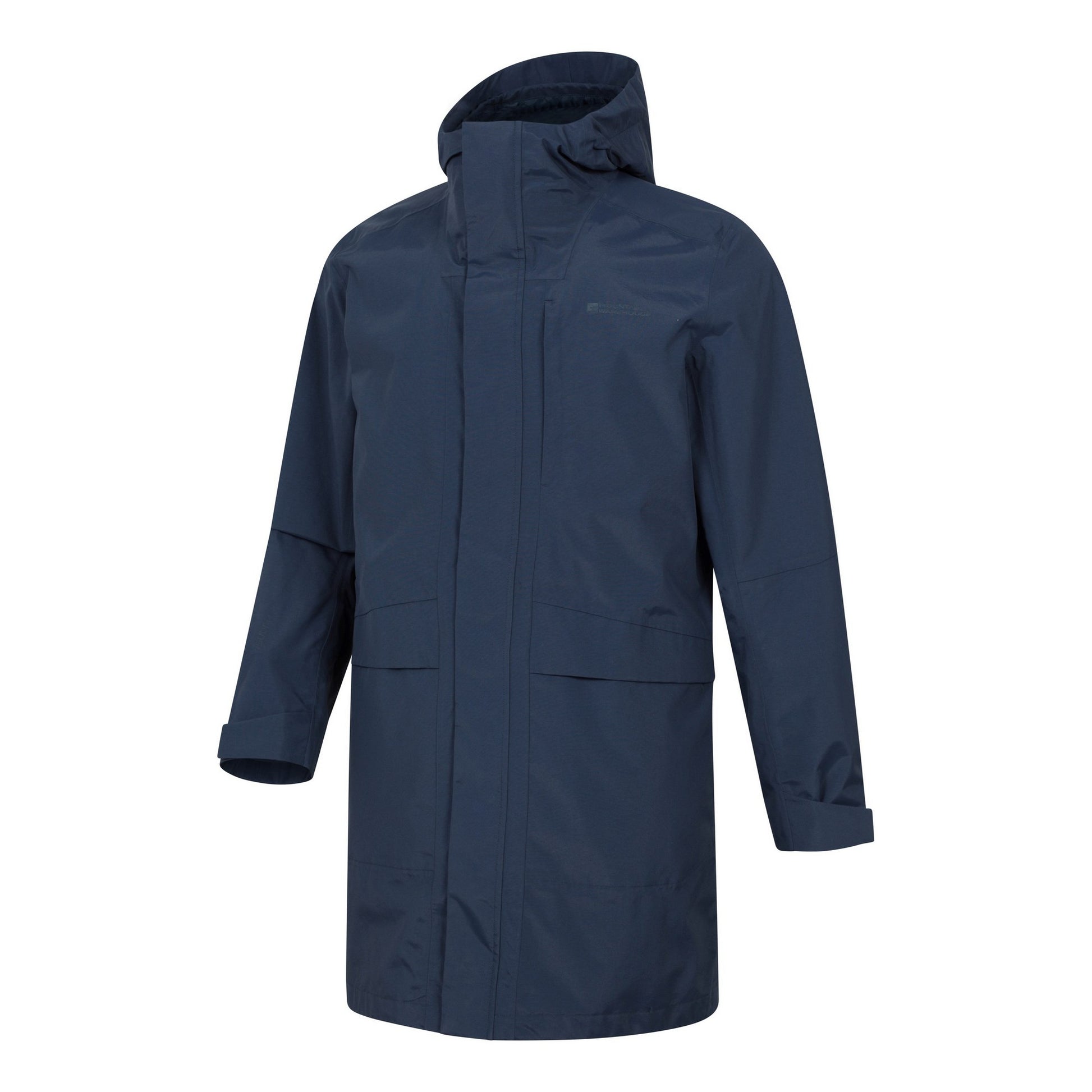 Navy - Side - Mountain Warehouse Mens Scope Long Length Waterproof Jacket
