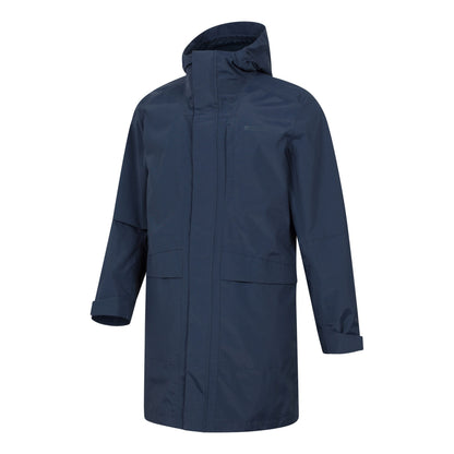 Navy - Side - Mountain Warehouse Mens Scope Long Length Waterproof Jacket