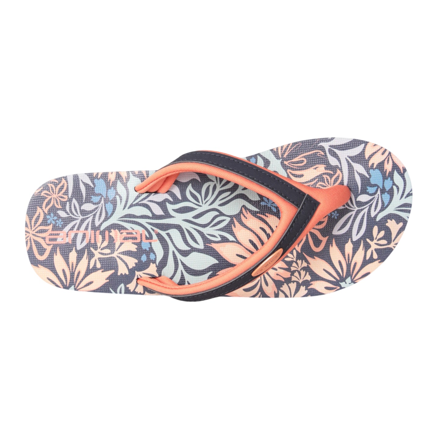 Coral - Side - Animal Childrens-Kids Swish Floral Flip Flops