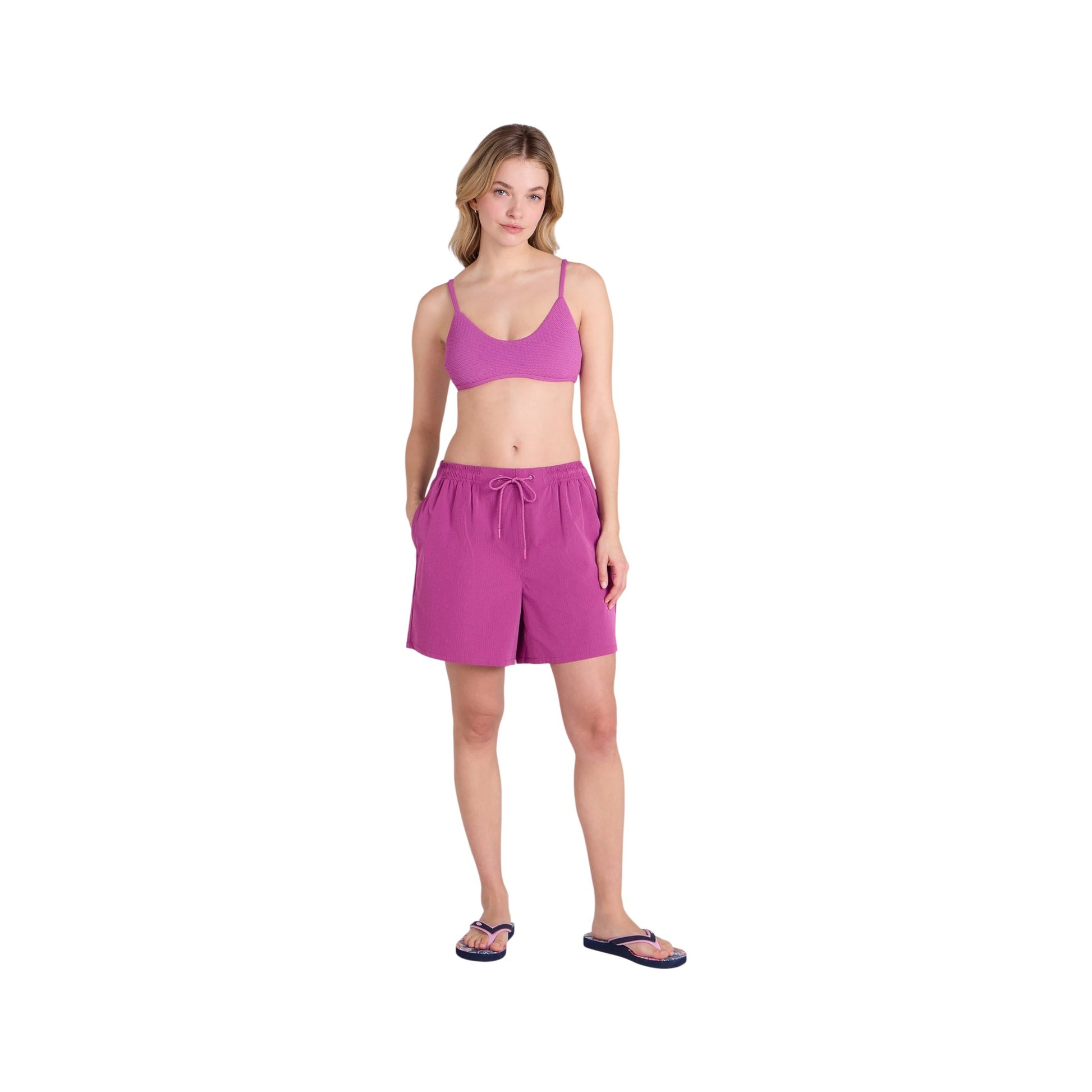Purple - Side - Animal Womens-Ladies Reeva Hybrid Swim Shorts