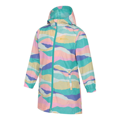 Bright Pink - Side - Mountain Warehouse Childrens-Kids Flo Contrast Water Resistant Jacket