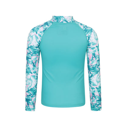 Turquoise - Back - Mountain Warehouse Childrens-Kids Marble Effect Long-Sleeved Rash Guard