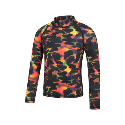 Dark Red - Pack Shot - Mountain Warehouse Childrens-Kids Abstract Long-Sleeved Rash Top