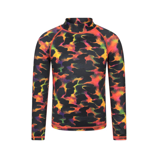Dark Red - Front - Mountain Warehouse Childrens-Kids Abstract Long-Sleeved Rash Top