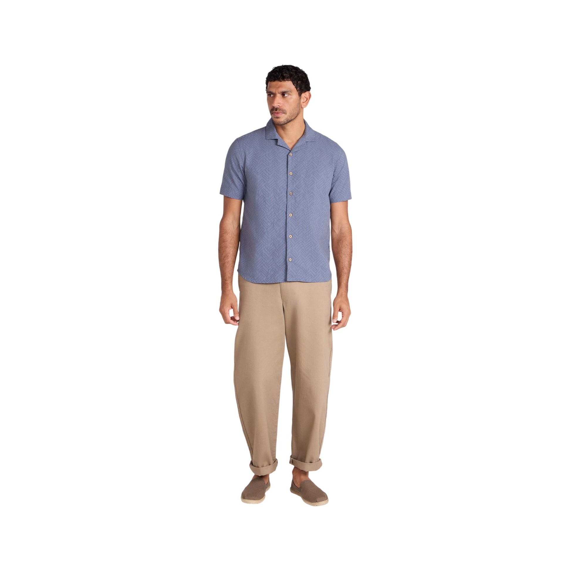 Blue - Side - Mountain Warehouse Mens Fiji Textured Shirt