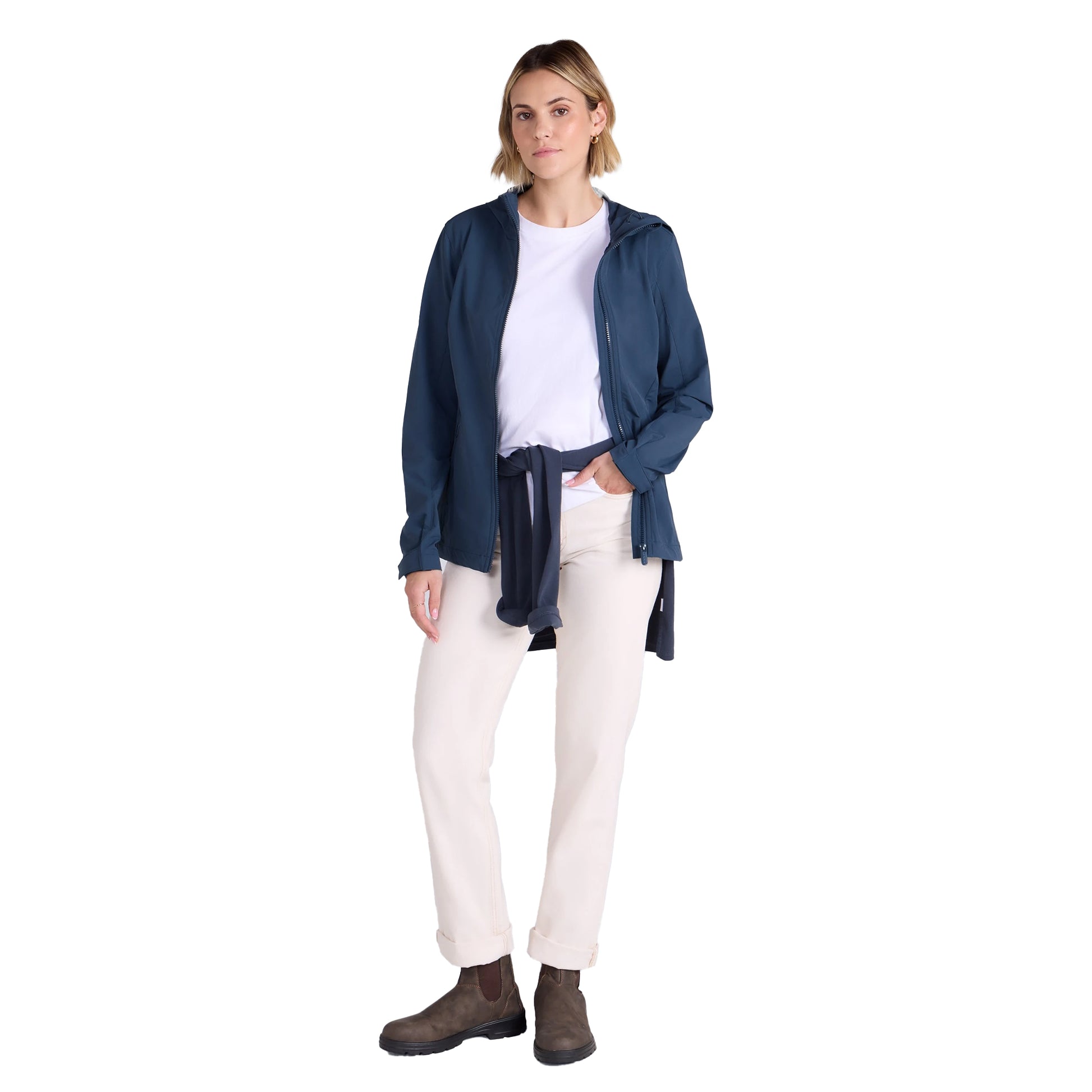 Navy - Side - Animal Womens-Ladies Torino Packable Jacket
