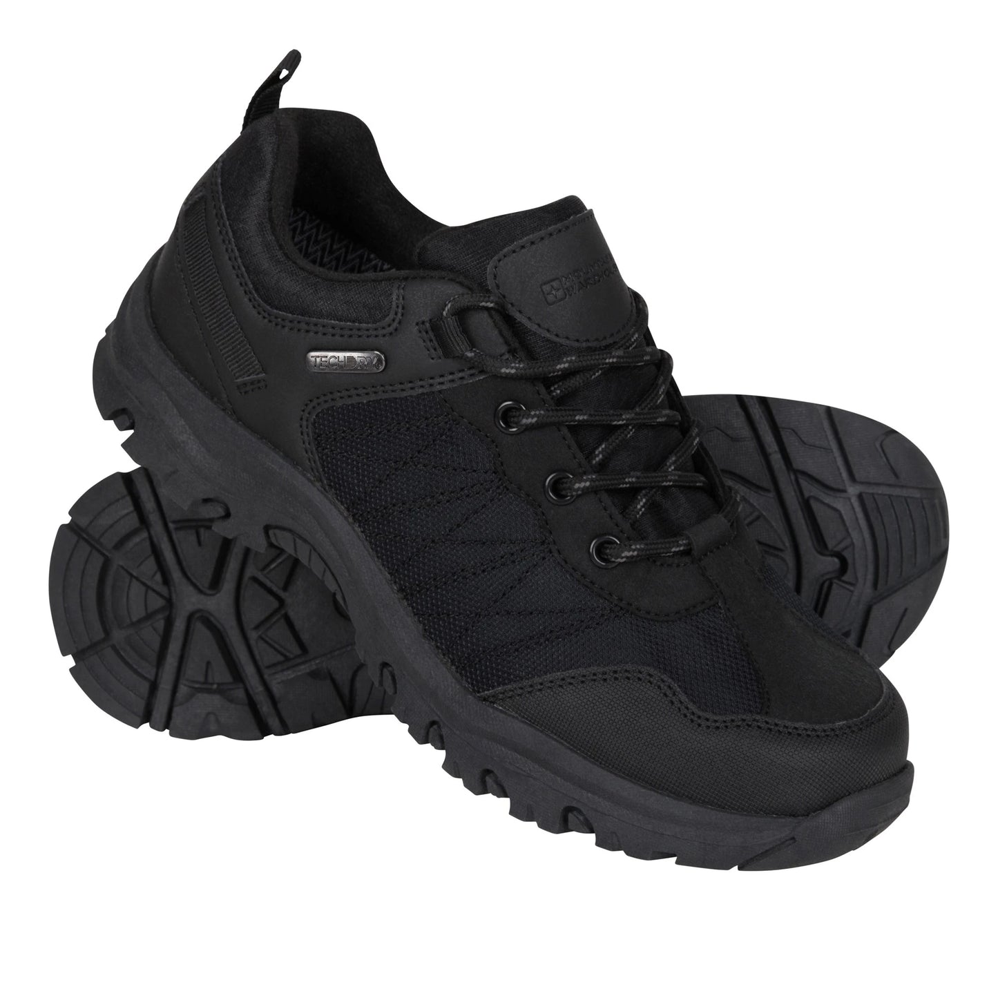 Black - Close up - Mountain Warehouse Childrens-Kids Stampede Waterproof Walking Trainers