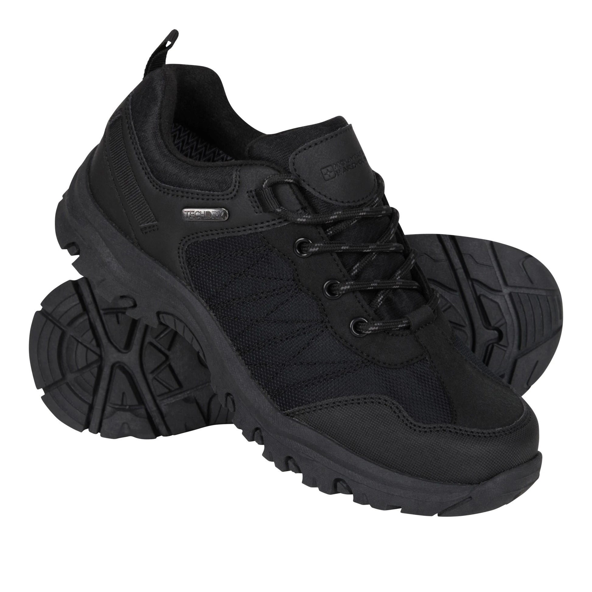 Black - Close up - Mountain Warehouse Childrens-Kids Stampede Waterproof Walking Trainers