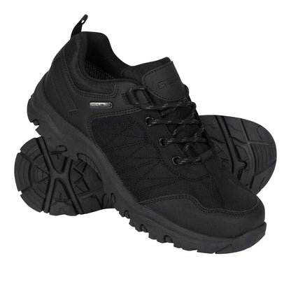 Black - Close up - Mountain Warehouse Childrens-Kids Stampede Waterproof Walking Trainers