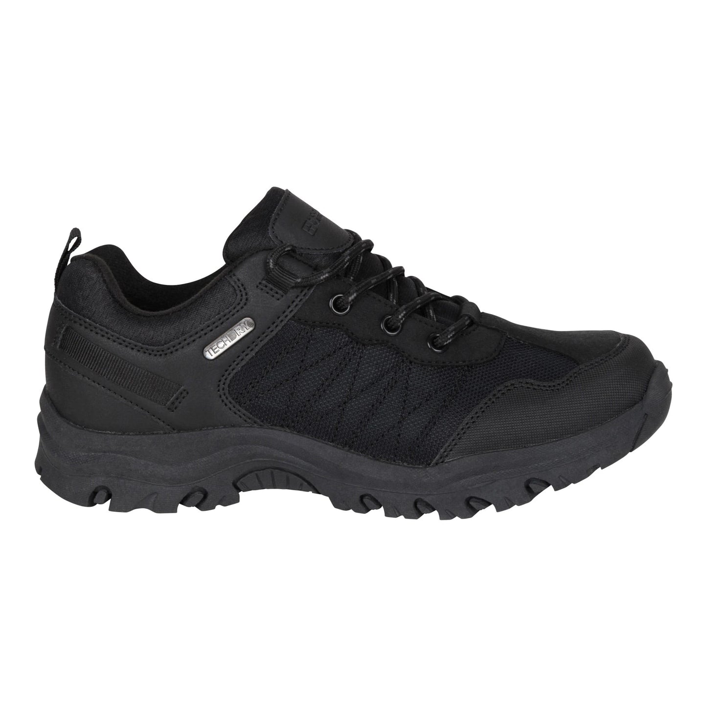 Black - Front - Mountain Warehouse Childrens-Kids Stampede Waterproof Walking Trainers