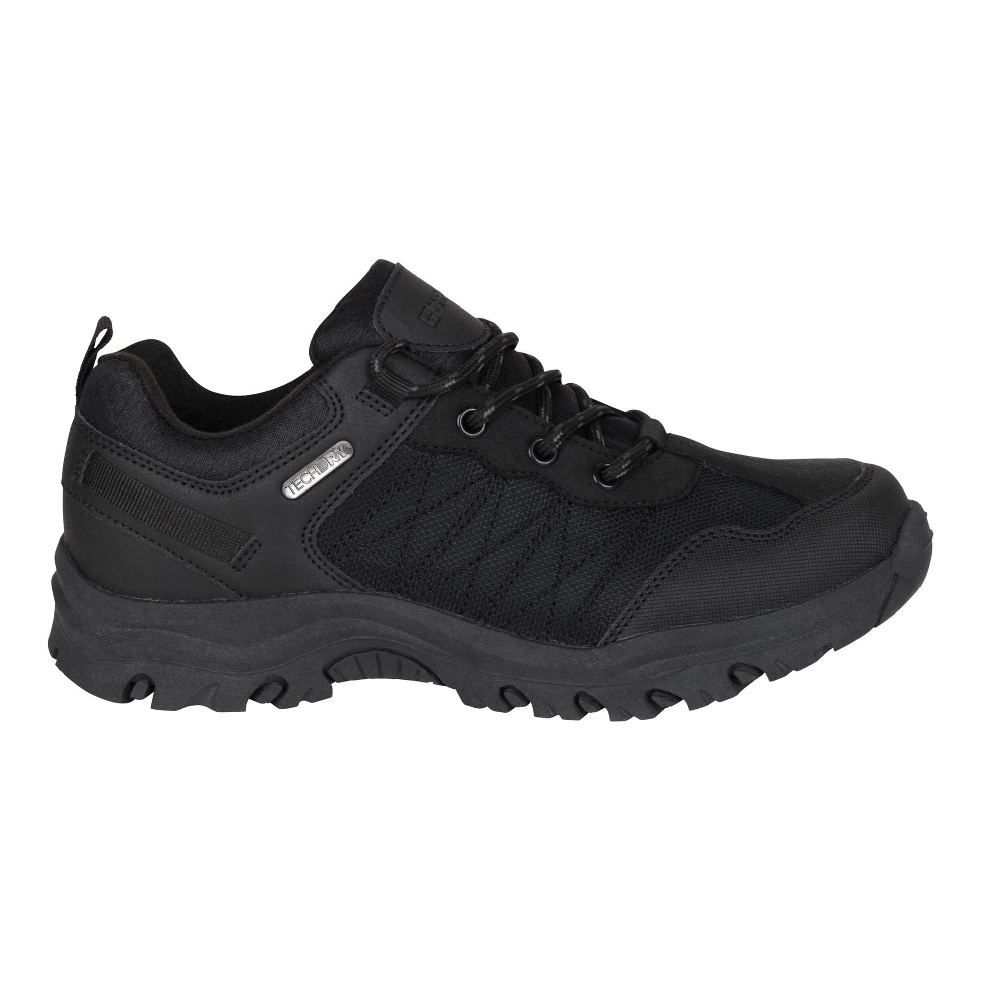 Black - Front - Mountain Warehouse Childrens-Kids Stampede Waterproof Walking Trainers