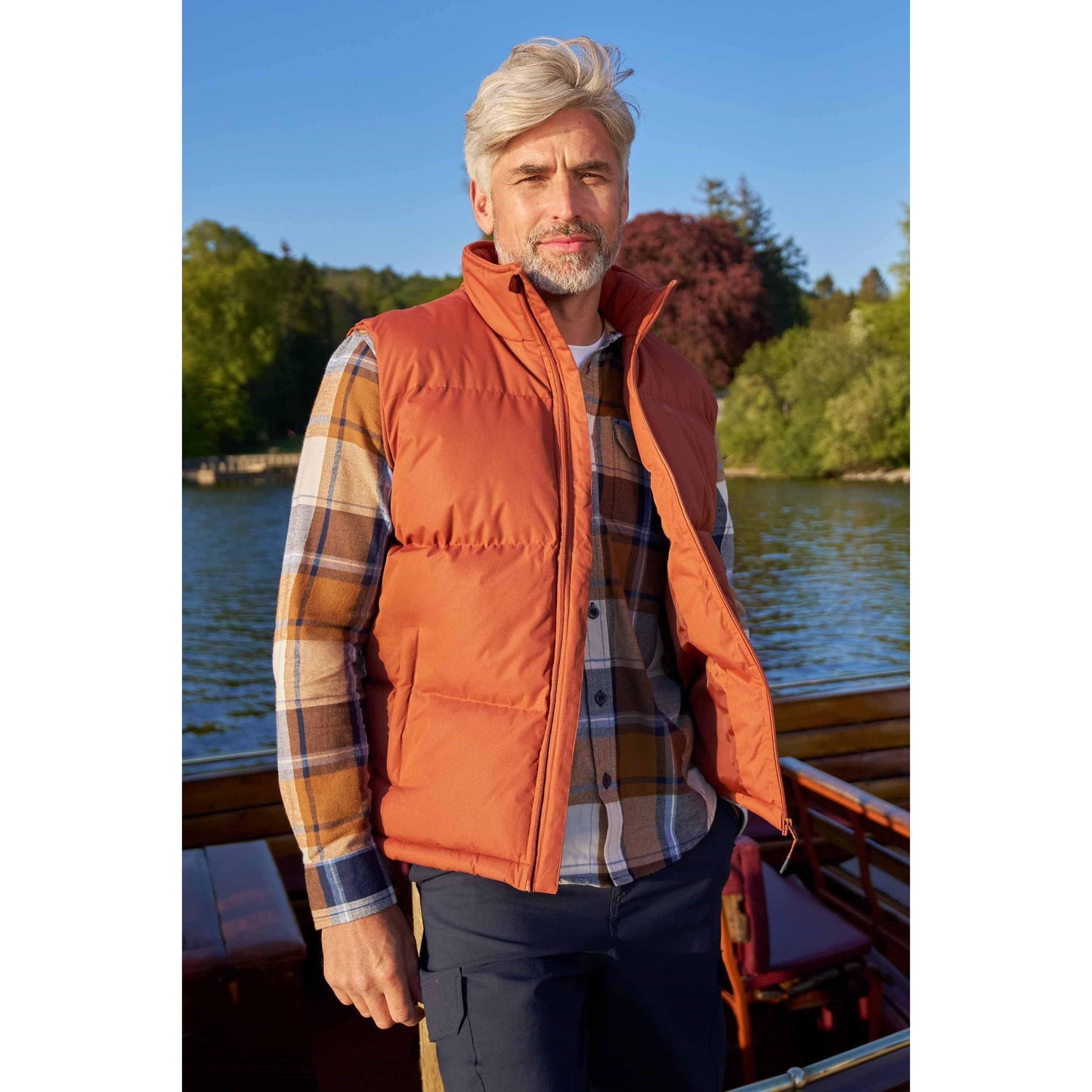 Burnt Orange - Front - Mountain Warehouse Mens Rock Padded Gilet