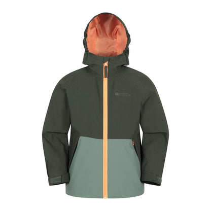 Khaki Green - Front - Mountain Warehouse Childrens-Kids Rain Rover Waterproof Jacket