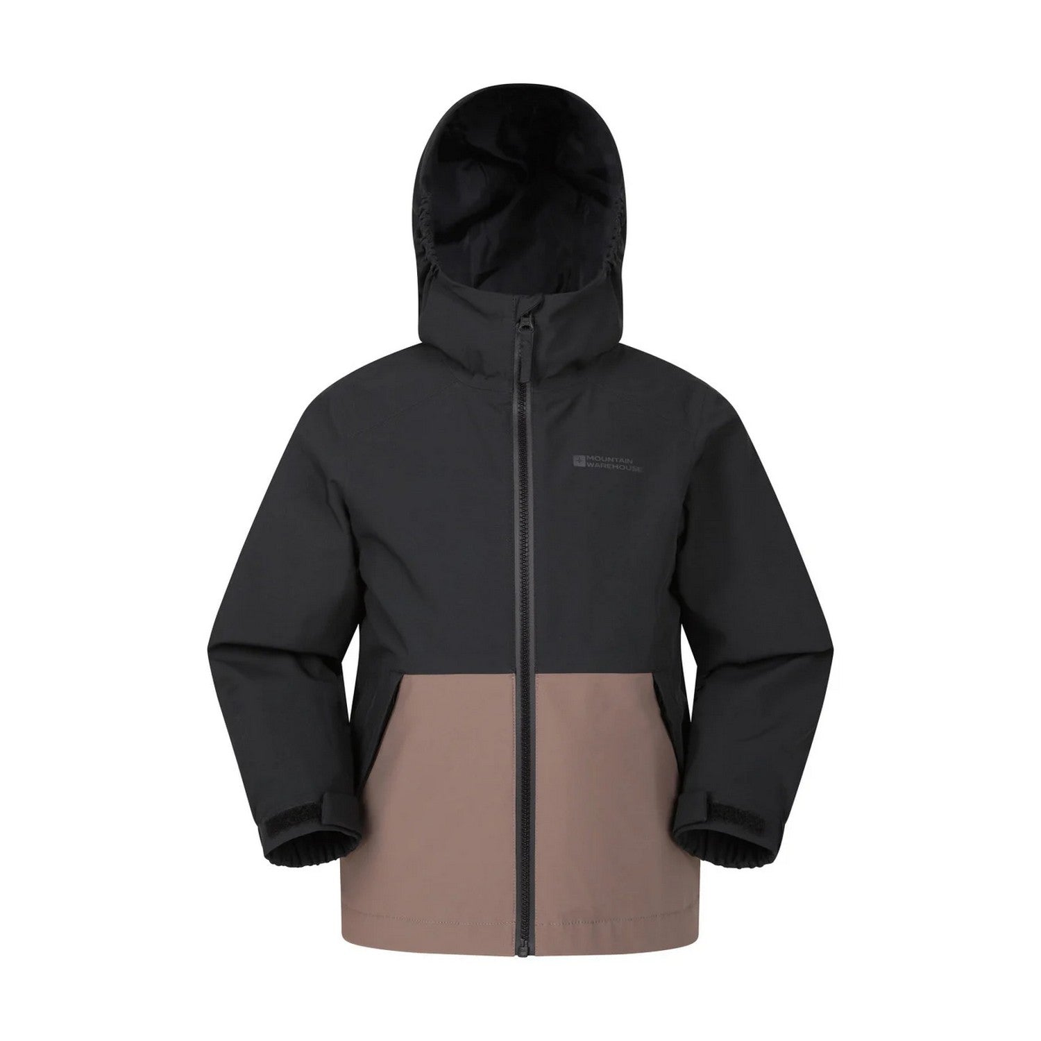 Black - Front - Mountain Warehouse Childrens-Kids Rain Rover Waterproof Jacket