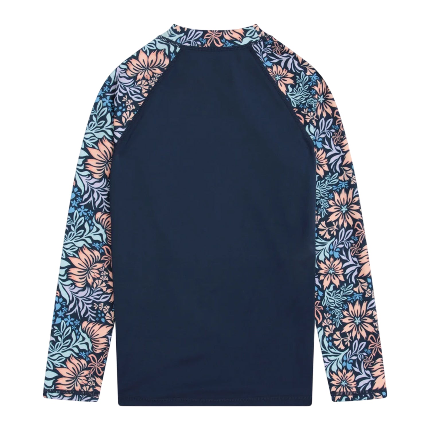 Navy - Back - Animal Girls Lillie Floral Rash Guard
