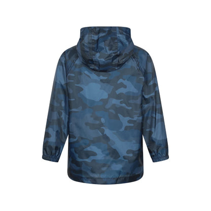 Dark Blue - Back - Mountain Warehouse Childrens-Kids Pakka Camo Waterproof Jacket