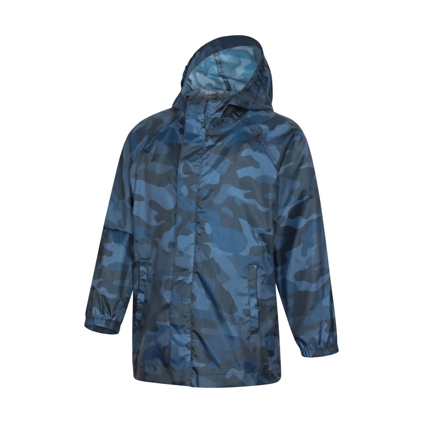 Dark Blue - Side - Mountain Warehouse Childrens-Kids Pakka Camo Waterproof Jacket