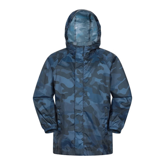 Dark Blue - Front - Mountain Warehouse Childrens-Kids Pakka Camo Waterproof Jacket