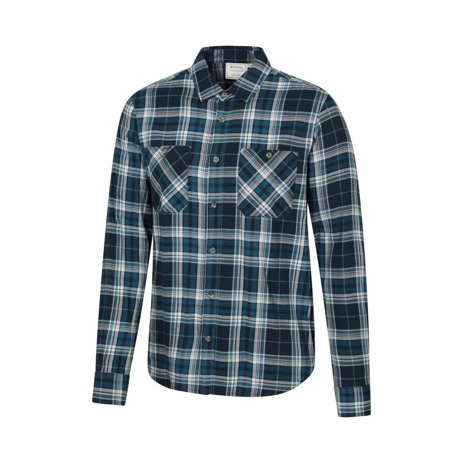 Petrol - Side - Mountain Warehouse Mens Maine Flannel Long-Sleeved Shirt