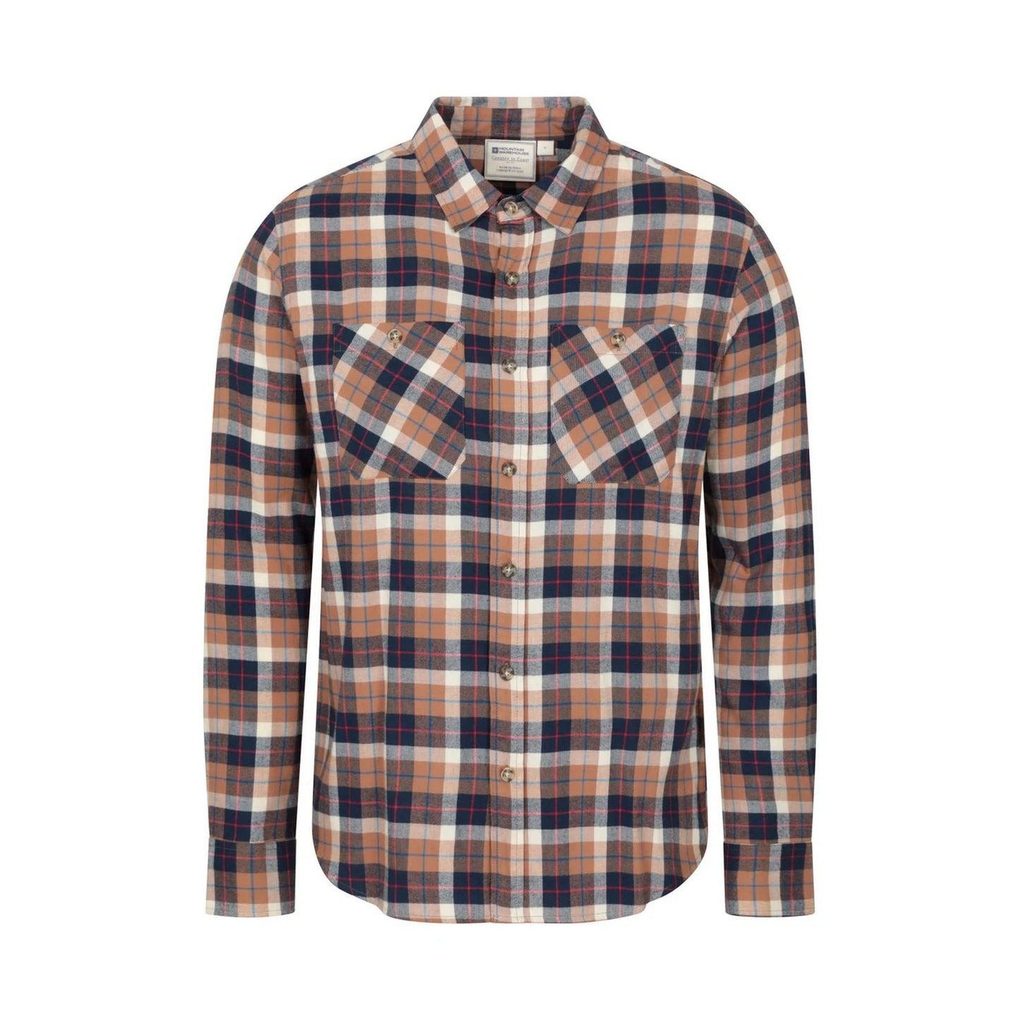 Tan - Front - Mountain Warehouse Mens Maine Flannel Long-Sleeved Shirt