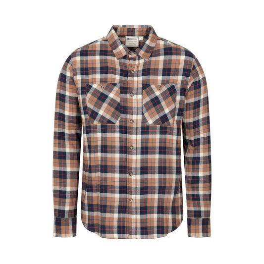 Tan - Front - Mountain Warehouse Mens Maine Flannel Long-Sleeved Shirt