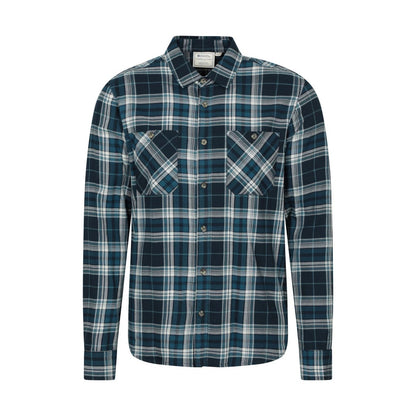 Petrol - Front - Mountain Warehouse Mens Maine Flannel Long-Sleeved Shirt