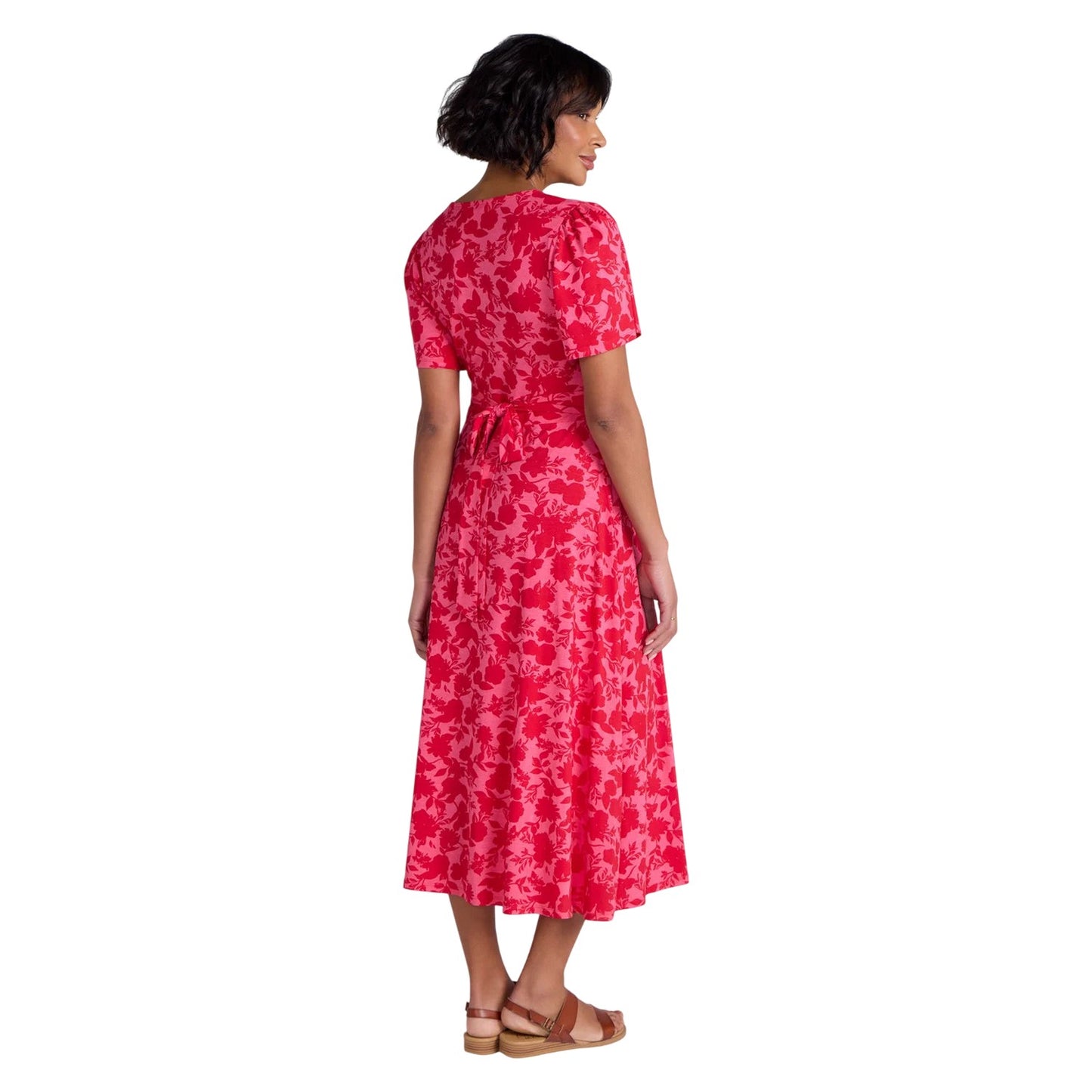 Coral - Pack Shot - Mountain Warehouse Womens-Ladies Como Flowers Midi Dress