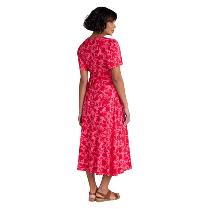 Coral - Pack Shot - Mountain Warehouse Womens-Ladies Como Flowers Midi Dress