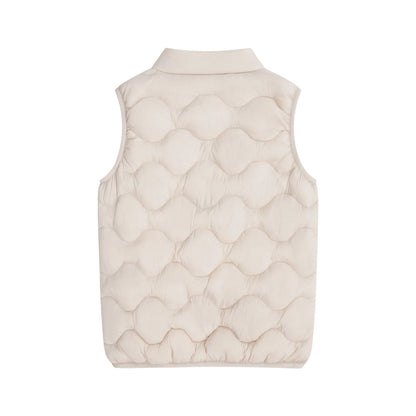 Beige - Back - Animal Childrens-Kids Quilted Water Resistant Sleeveless Gilet