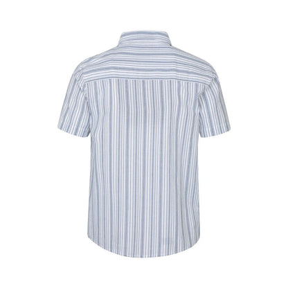 Blue - Back - Mountain Warehouse Mens Derby Stripe Cotton Short-Sleeved Shirt