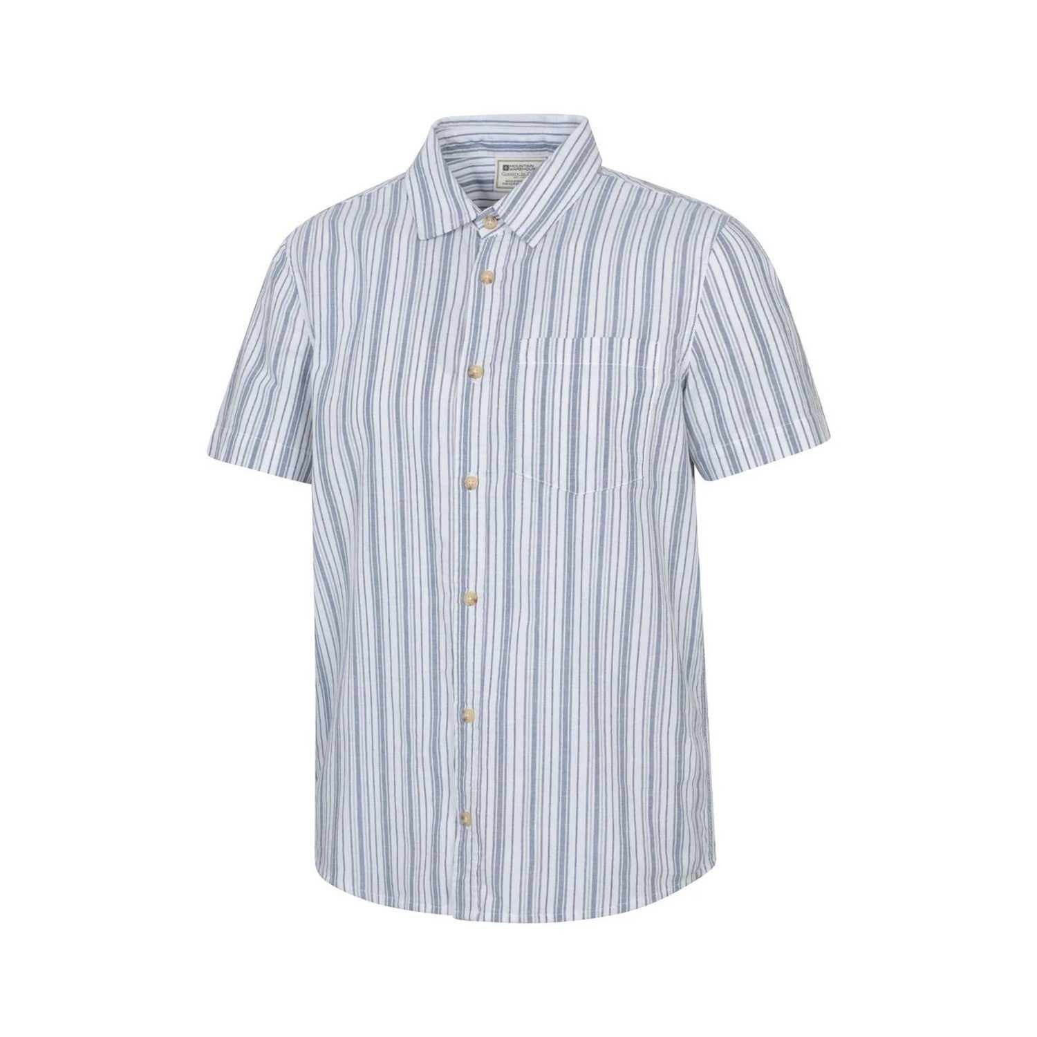 Blue - Side - Mountain Warehouse Mens Derby Stripe Cotton Short-Sleeved Shirt